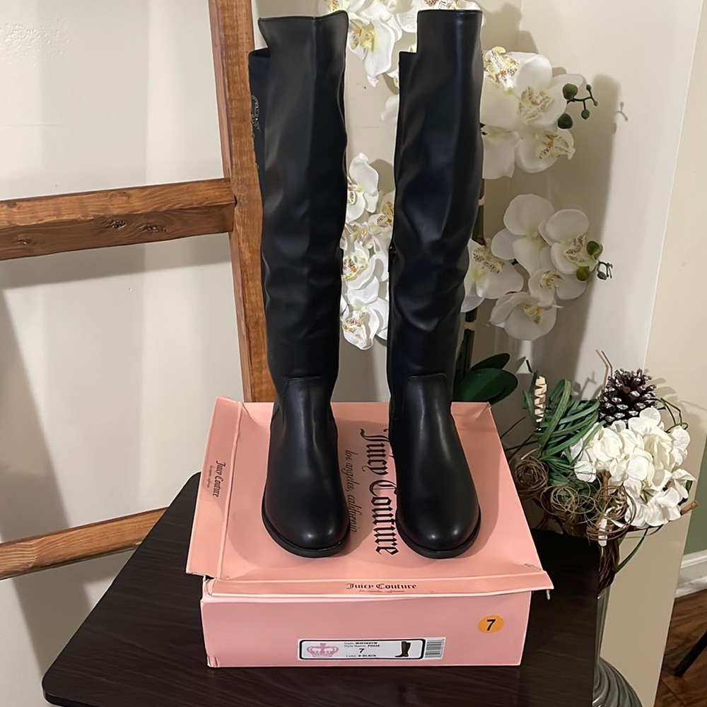 NWOT- Juicy Couture Posse Black Knee High boots